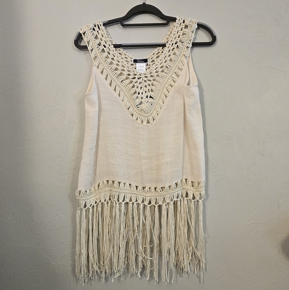 Macrame Boho Fringe Summer Festival Tank Top - LARGE